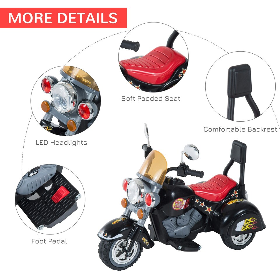 image 1 of HOMCOM 6V Kids Electric Motorbike Child Ride On Toy w/ Lights Sound Black