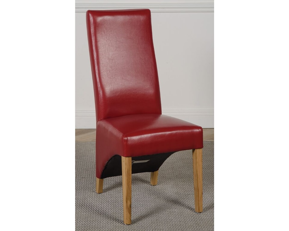 image 1 of Oslo 150 x 90 cm Medium Oak Dining Table and 6 Lola Leather Chairs | Red | Red