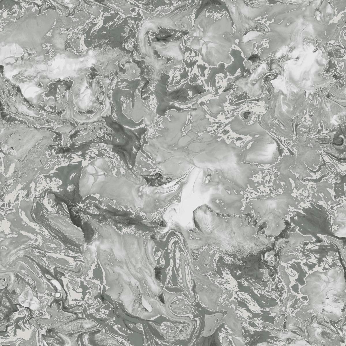 Muriva Elixir Marble Wallpaper - Silver/Grey - 10m x 53cm Silver