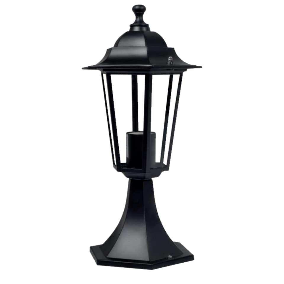 image 1 of Set of 4 Cumbria - Black Six Sided IP44 Outdoor 41cm Pedestal Lights