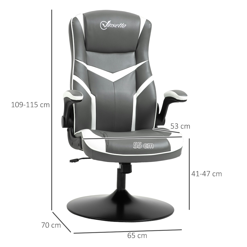 image 1 of Vinsetto Racing Video Game Chair PVC Leather Computer Gaming Chair Grey