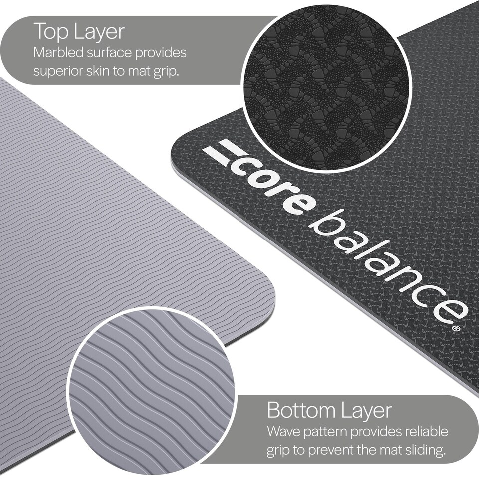 image 1 of TPE Yoga Mat with Strap (6mm Thick) - Jet Black