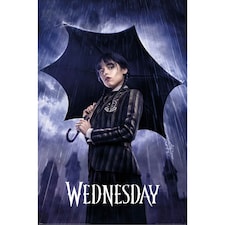 Wednesday Downpour Poster - Purple/White - 91cm x 61cm