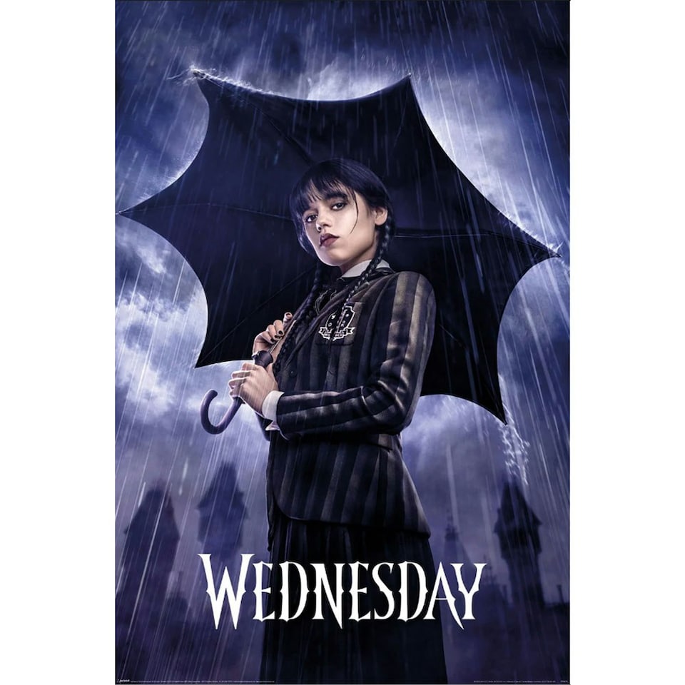 Wednesday Downpour Poster - Purple/White - 91cm x 61cm