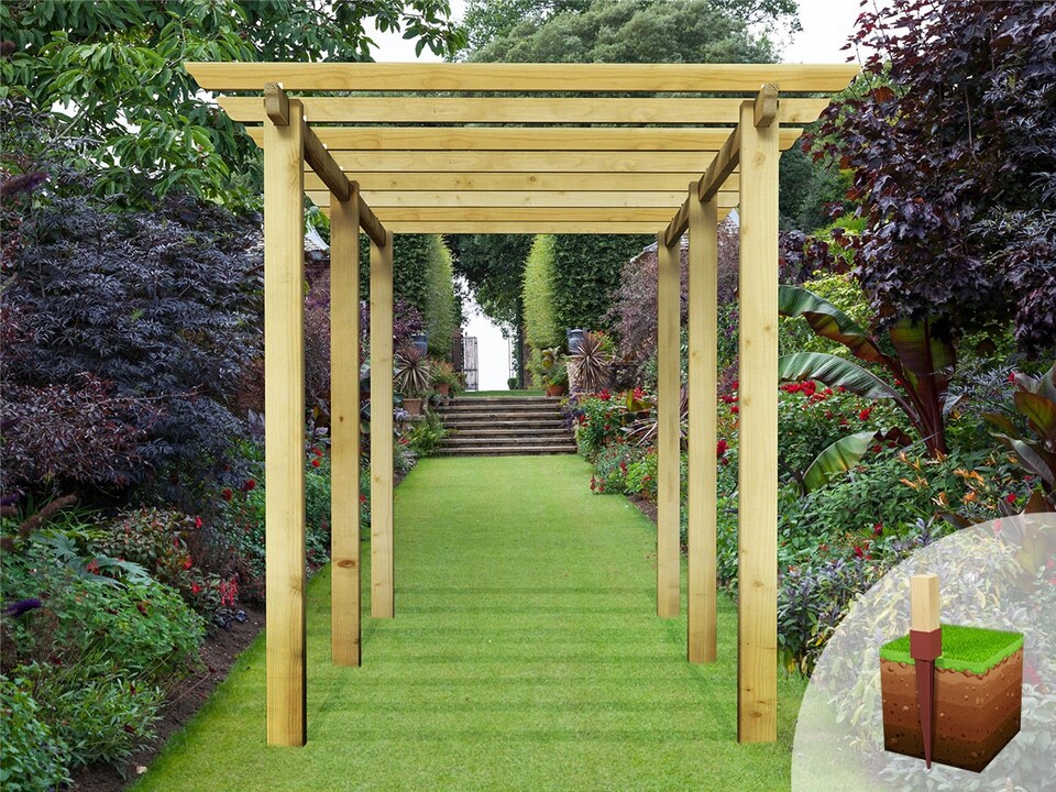 image 1 of eDecks HD Royal Walkway Garden Pergola w/ Bolt Down Anchors 2.7m - 2.4 x 4.8m