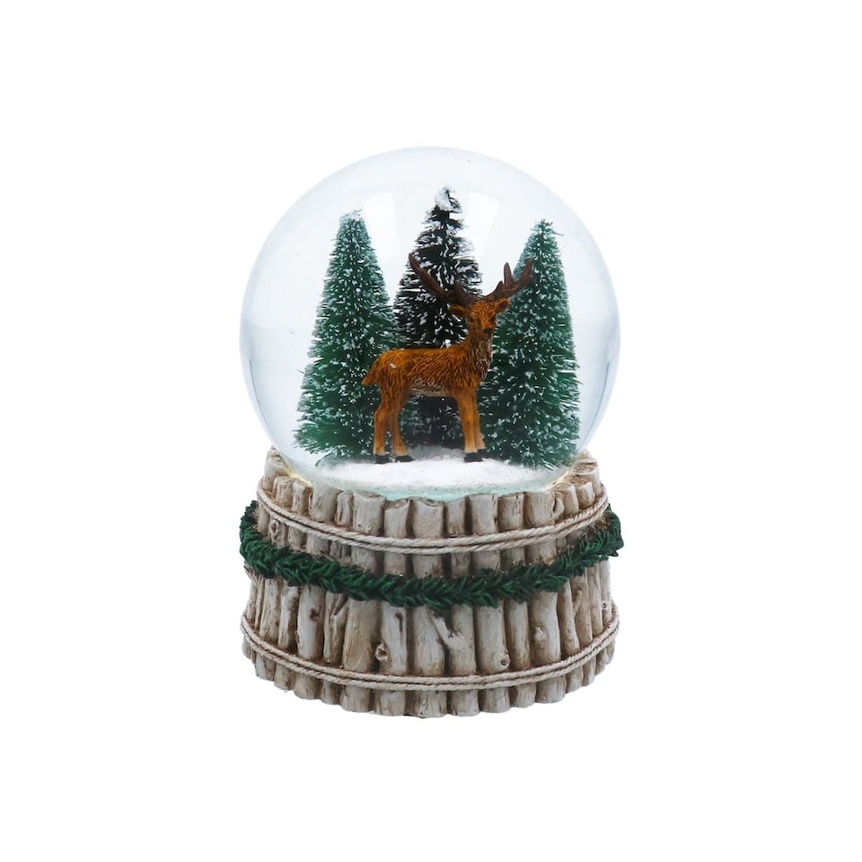 Gisela Graham Christmas Woodland Deer Musical Snow Globe