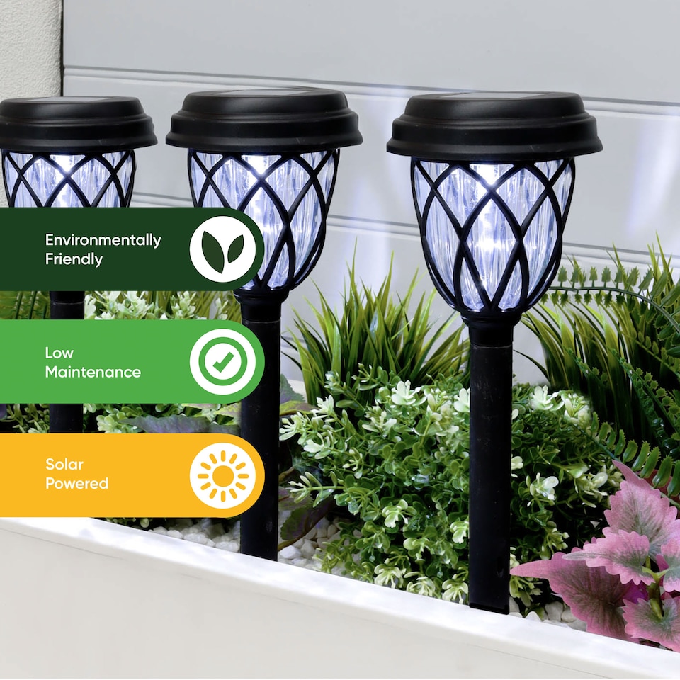image 1 of Gardenwize Pack of 4 Solar Pathway Stake Lights Outdoor