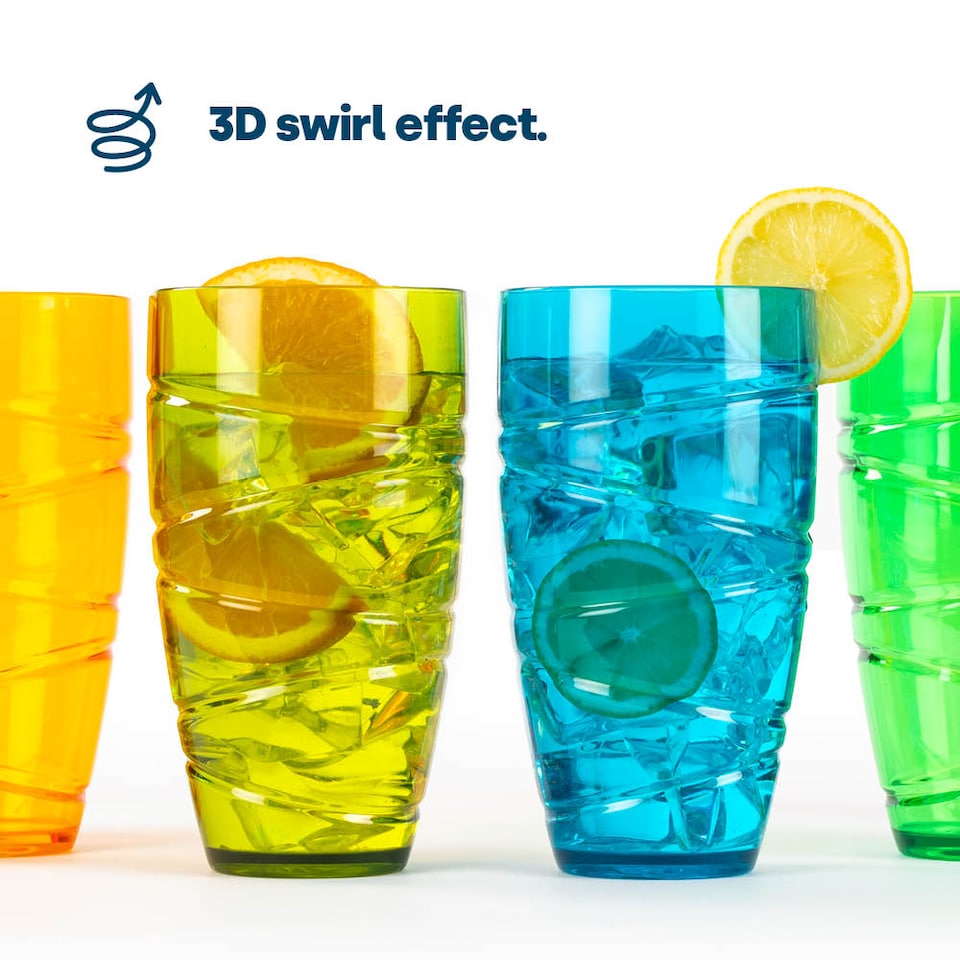 image 1 of Swirl Multicolour Plastic Tumbler Set of 6