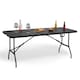 image 1 of VonHaus Folding Rattan Effect Trestle Dining Table for Garden