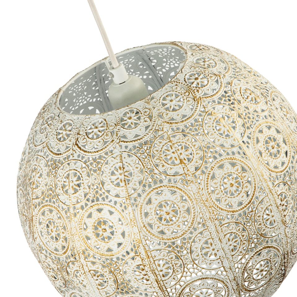 image 1 of Spherical Vintage Moroccan Pendant Lamp Shade in Brushed Cream Gold | Cream