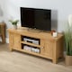 image 2 of 2 Doors 2 Shelves TV Stand Media Entertainment Storage Cabinet Wooden | Brown | Oak