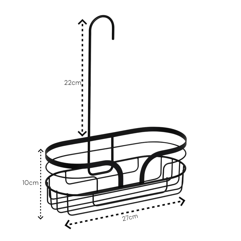 image 1 of Showerdrape Dante Black Freestanding Floor Caddy and Mini Shower Caddy | Black | Black