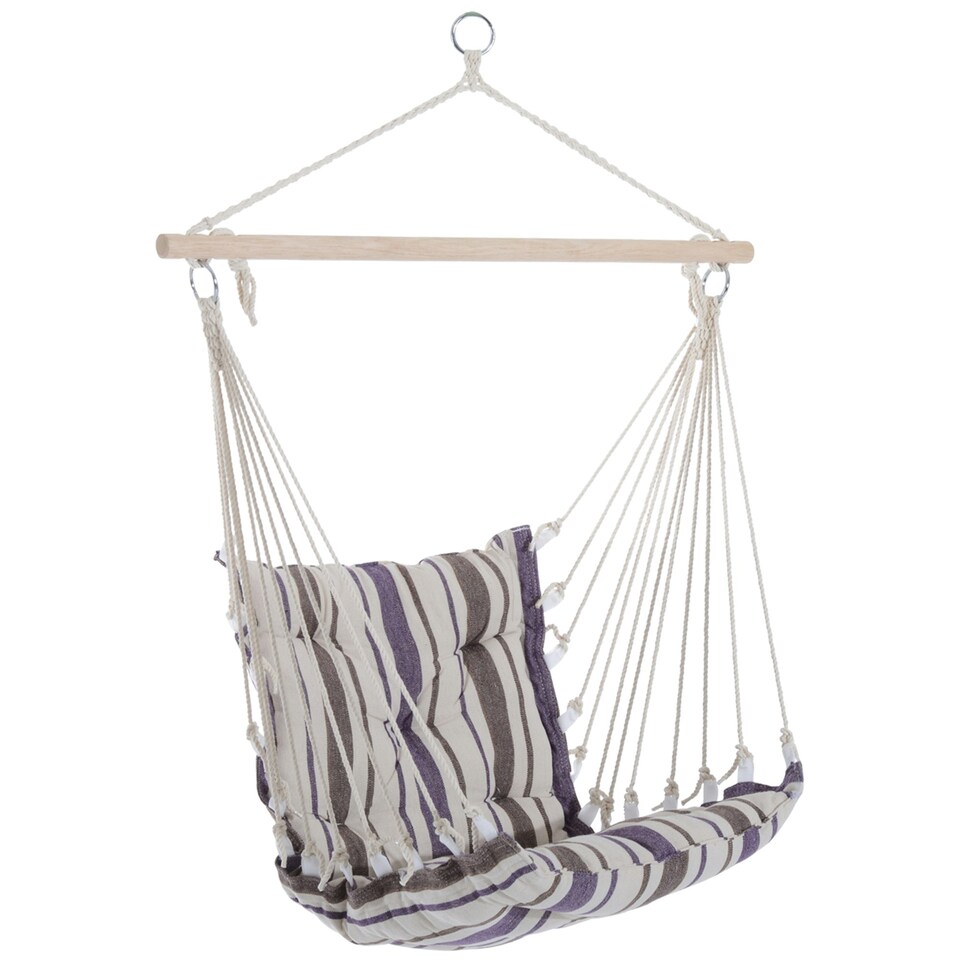 image 1 of Outsunny Outdoor Hammock Cushioned Chair Patio Swing Seat Wooden Brown Garden