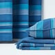 image 5 of Homescapes Cotton Morocco Striped Blue Throw - 150 x 200 cm | Blue
