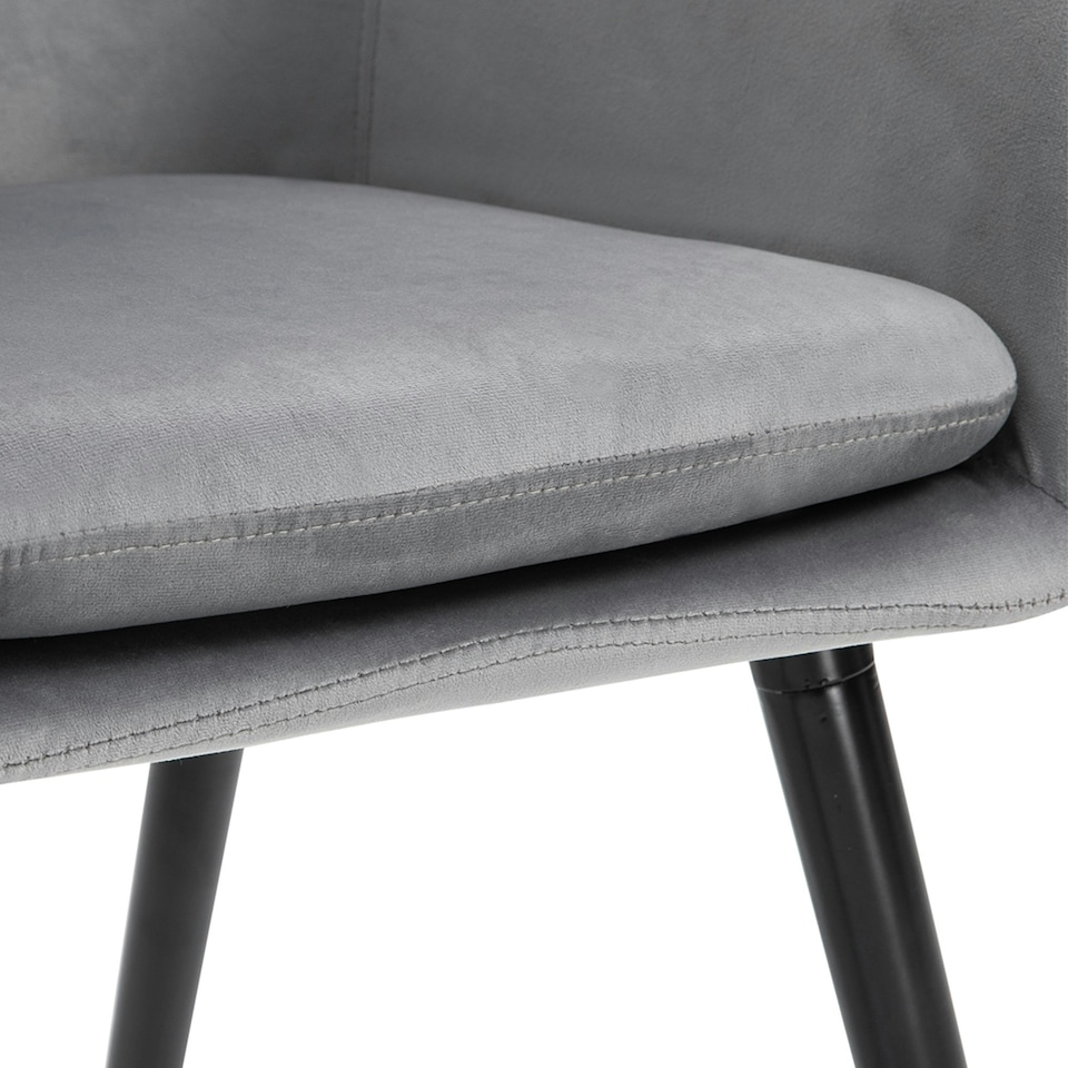image 1 of HOMCOM Modern Upholstered Fabric Bucket Seat Dining Armchairs Set of 2 Grey