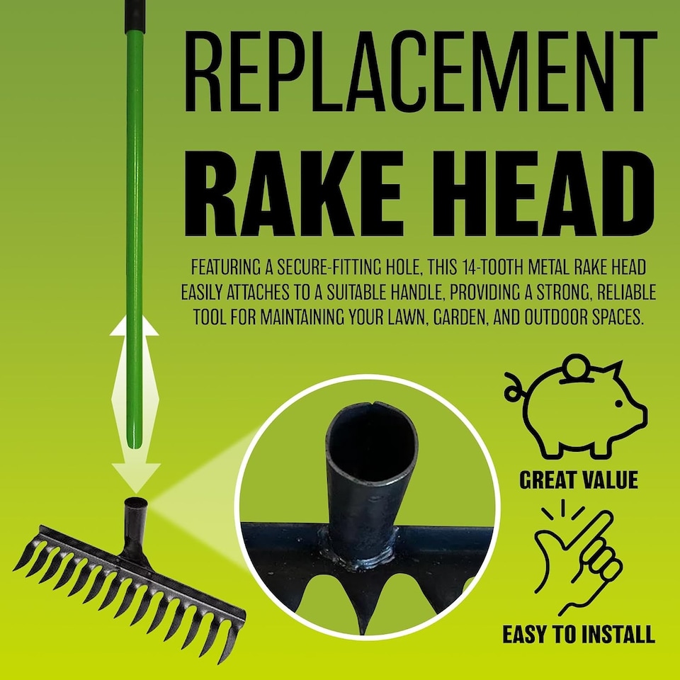 image 1 of 14 Tooth Teeth Emergency Replacement Rake Head Garden Lawn Leaf Raking