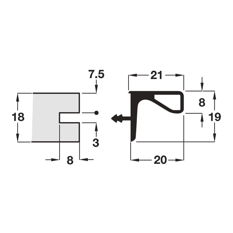 image 1 of FittingsCo, Gola Wall Unit Profile Horizontal, 3900mm Length, Black Anodised