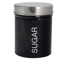 Harbour Housewares Round Metal Kitchen Sugar Canister - Black