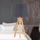 image 3 of Voyage - Light Oak Table Lamp Bedside Light with Grey & Silver Shade | Brown | Grey | Large | 1