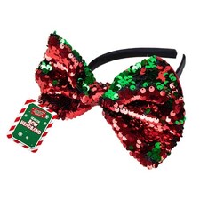 Reversible Sequin Bow Headband Christmas Fancy Dress
