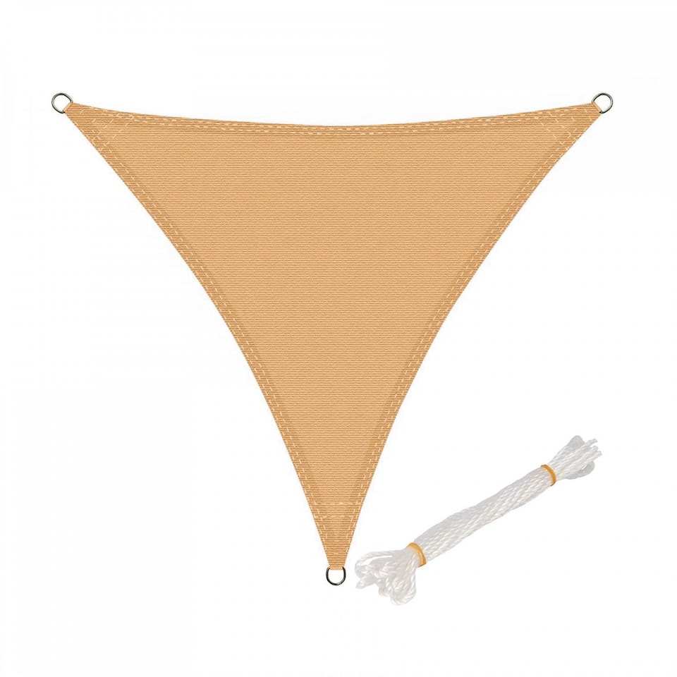 image 1 of 3m Tan Triangular Outdoor Patio Sun Shade Sail Canopy UV Protection | Cream