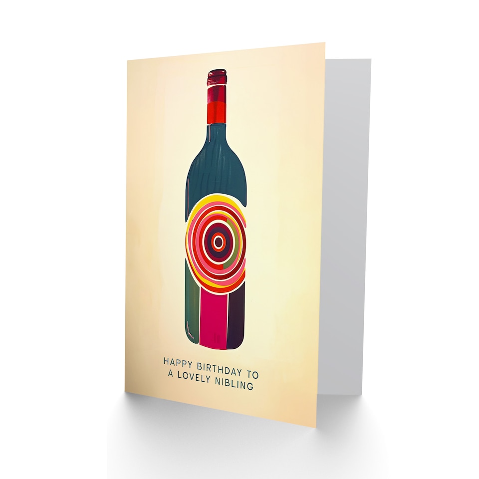 image 1 of Happy Birthday Nibling Wine Lover Art Bottle Neutral Card