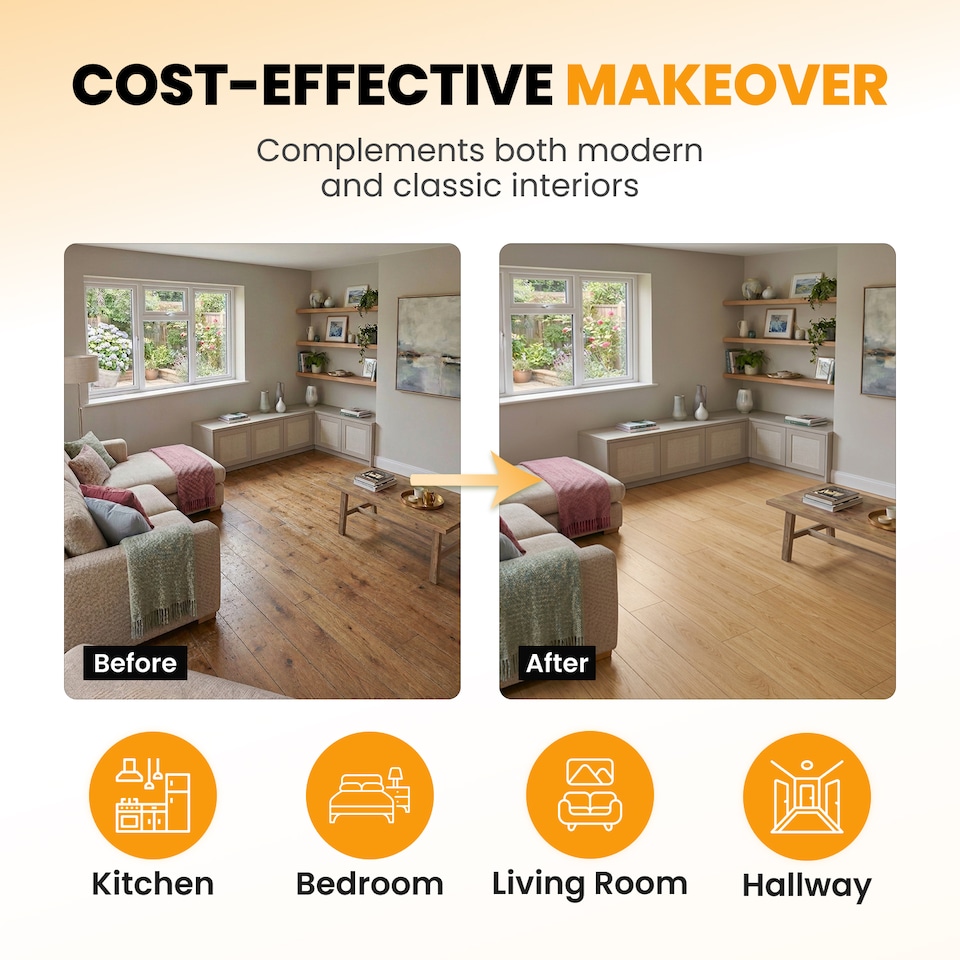 image 1 of NOVECRAFTO Self Adhesive Floor Planks | 5.9x35.9in (91.4x15.2cm) Each | Peel & Stick Vinyl Flooring | Natural Wood Effect | Waterproof DIY Tiles | Brown | 1.39 sqm