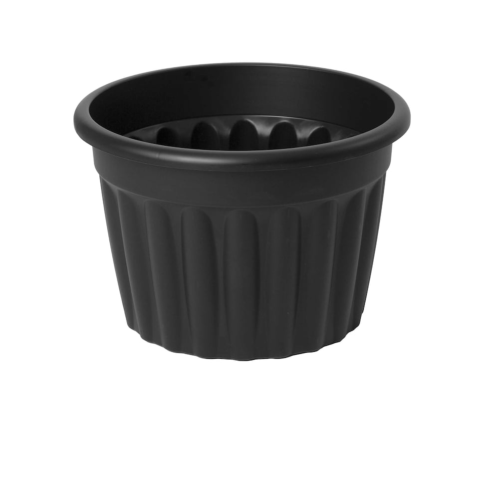 image 1 of Wham Vista 3 x 60cm Round Plastic Garden Planters | Black | Slate/Black