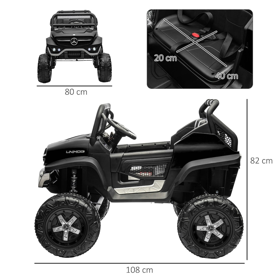 image 1 of HOMCOM 12V Licensed Mercedes-Benz Unimog, Kids Electric Ride on Car - Black