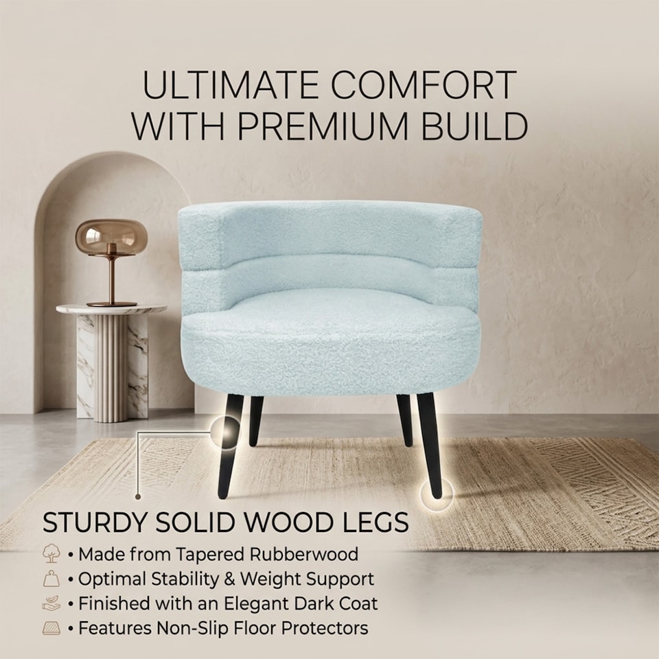 image 1 of Alivio Sherpa Teddy Fleece Accent Chair for Living Room, Bedroom & Office (Sky Blue)