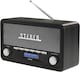 image 1 of Vintage Style Stereo DAB/DAB+ & FM Radio – Grey Wood Cabinet, Bluetooth, Clock Radio Alarm, AUX IN for Smart Phone/Tablet / MP3 Player – Mains or Battery