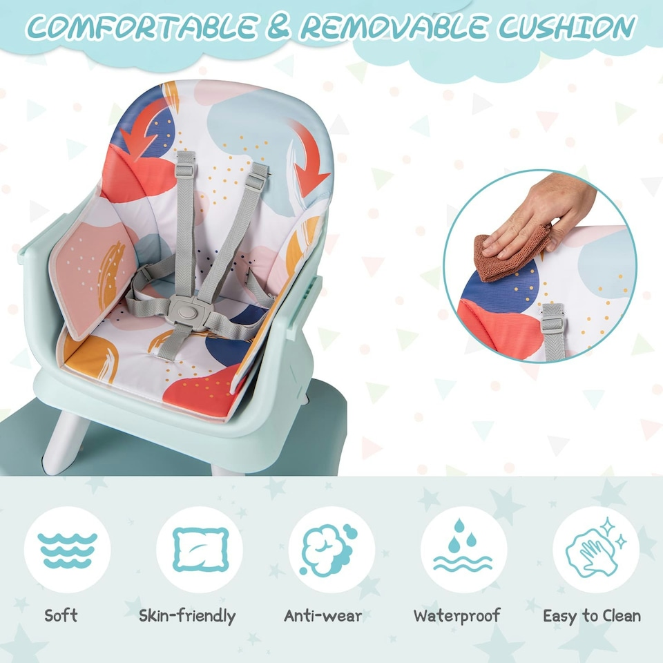 image 1 of COSTWAY 6-in-1 Baby High Chair Convertible Feeding Chair-colorful