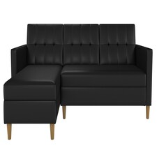 Hartford sectional sofa bed in pu black | Black | BLACK | Three Seater