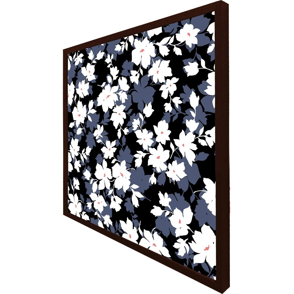 image 1 of White, black & purple flowers (Picture Frame) Grey | S