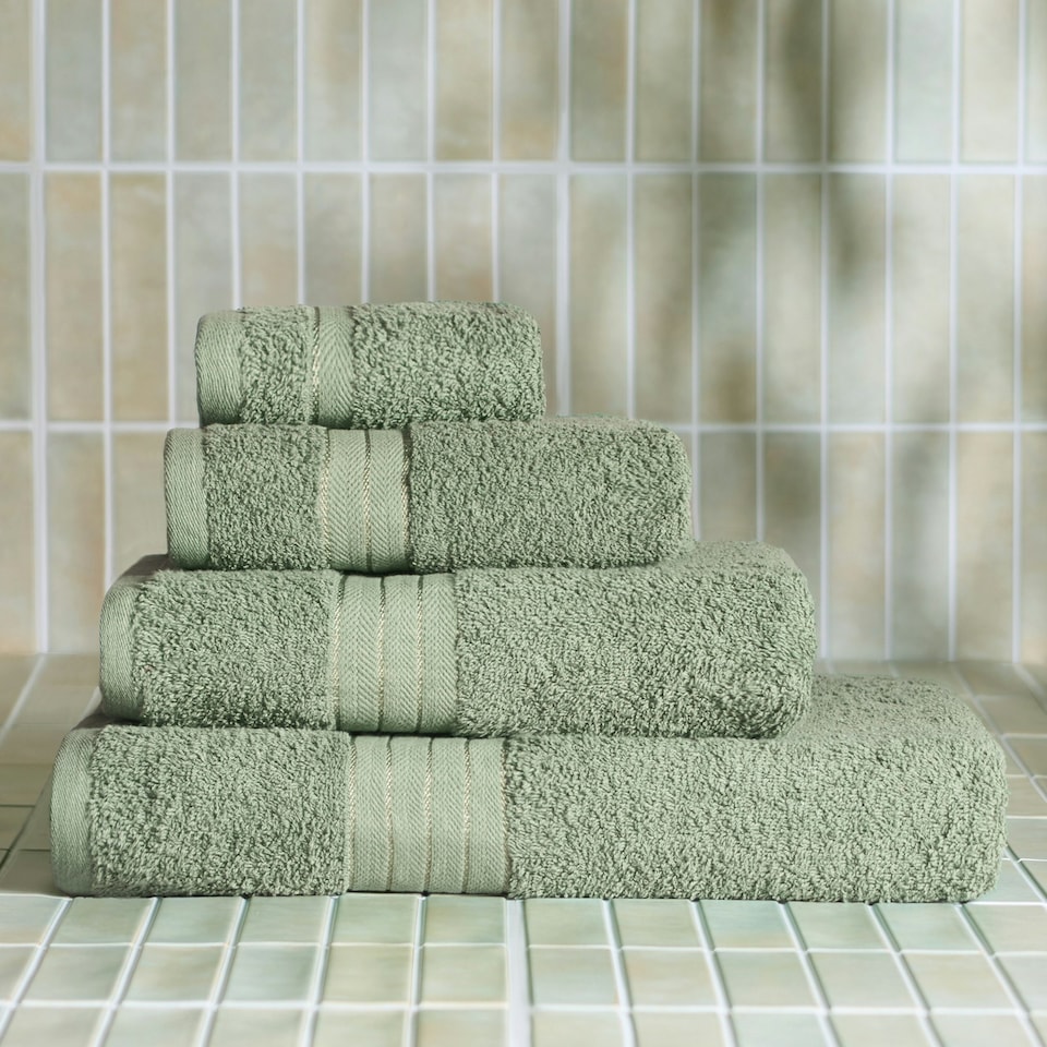 image 1 of OHS 10 x Luxury 100% Cotton 500GSM Bathroom Face Cloth Towel Green | Sage Green | Face cloth