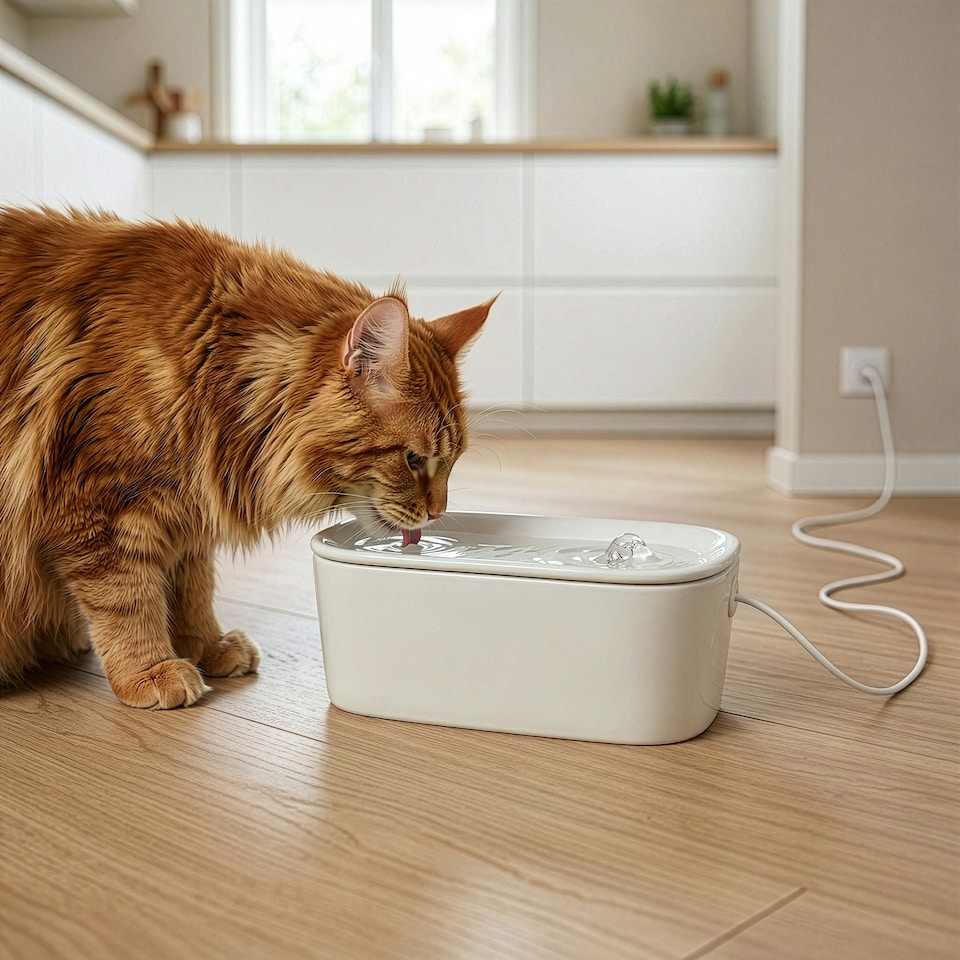 image 1 of Cat Mate 800ml Ceramic Pet Water Fountain Light Grey (800ULG) | Grey