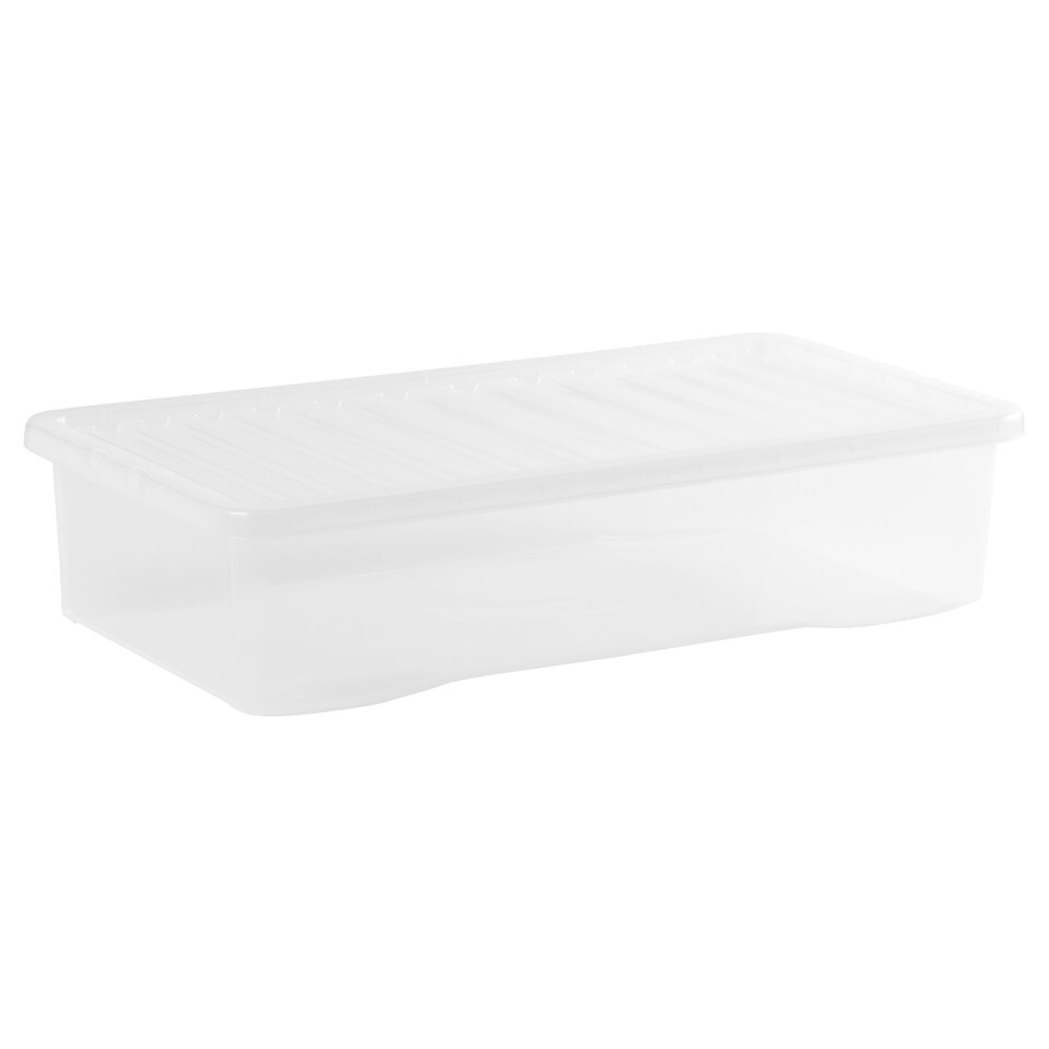 image 1 of Wham Crystal 5 x 42L Stackable Plastic Storage Boxes with Lids Clear Clear