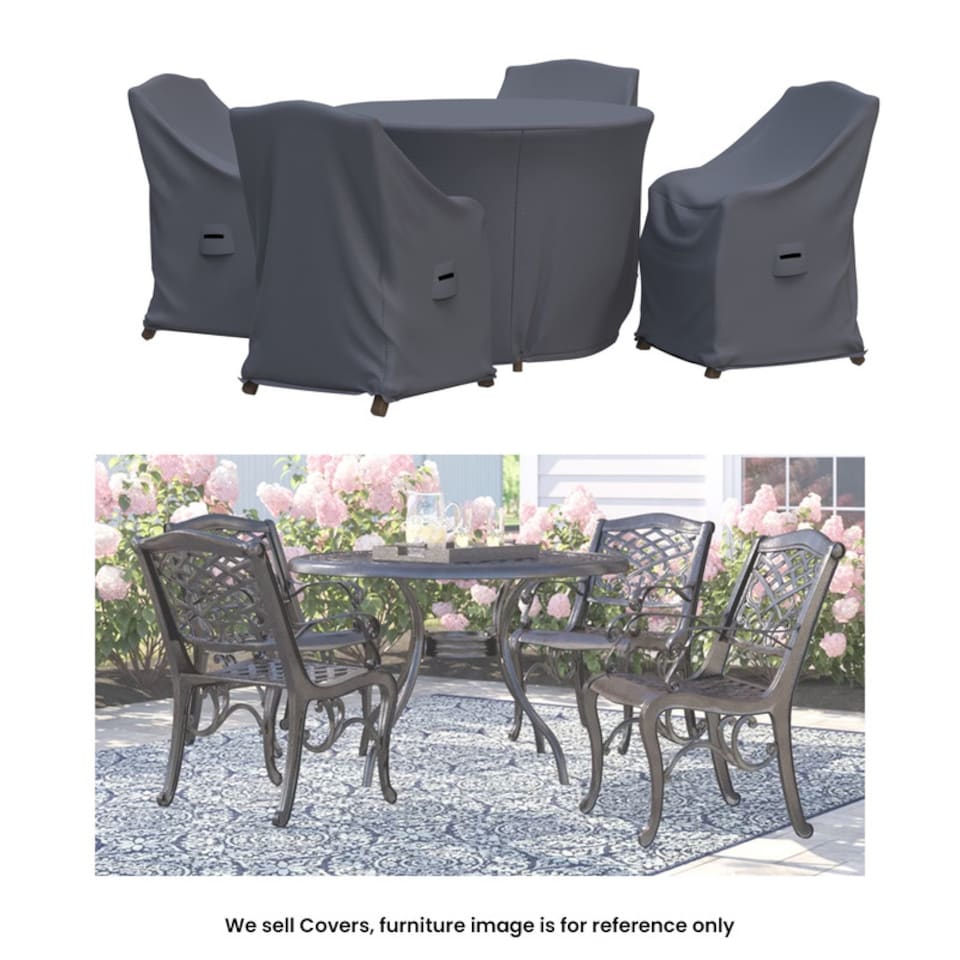 image 1 of Covers and all Outdoor Dining Set Covers for Chachere 4-Person Round Table & Chairs Water-Repellent UV-Resistant Polyester, 23.3 W x 27.3 D x 35 H x