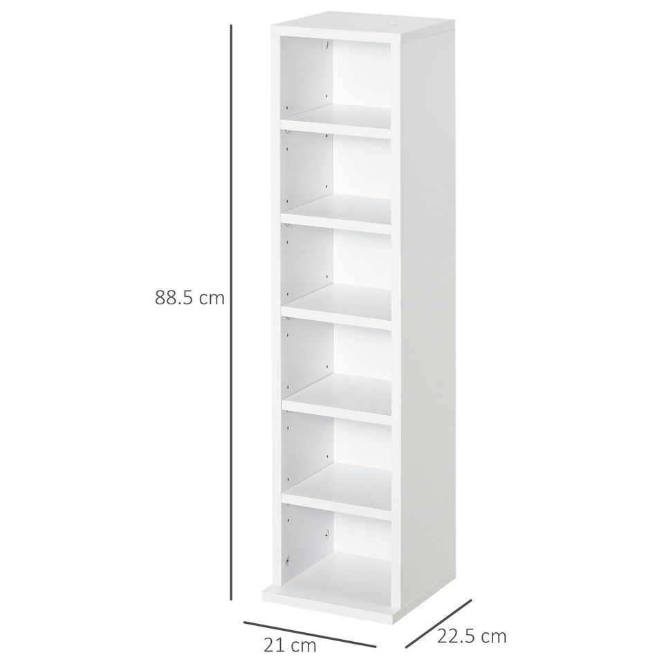 image 1 of HOMCOM Set of 2 CD Storage Units with Adjustable Shelves White