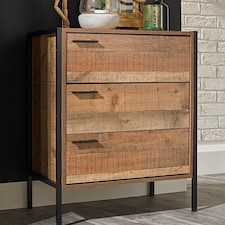 Hoxton 3 Drawer Chest - Wood - L40 x W63.8 x H80 cm - Distressed Oak Effect