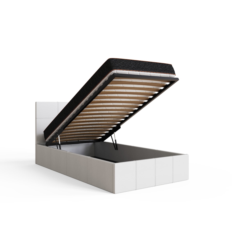 image 1 of End Lift Ottoman Storage Bed Single White | White | White