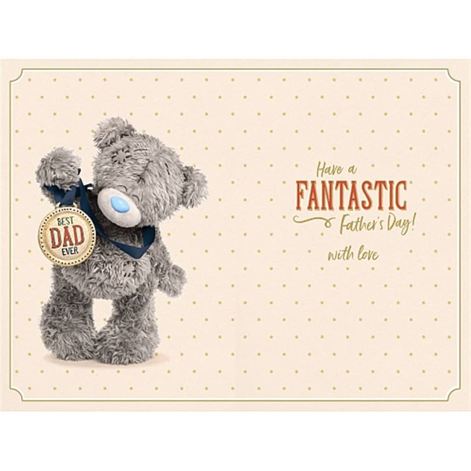 image 1 of Bear Holding Medal Best Dad 3D Holographic Father's Day Card