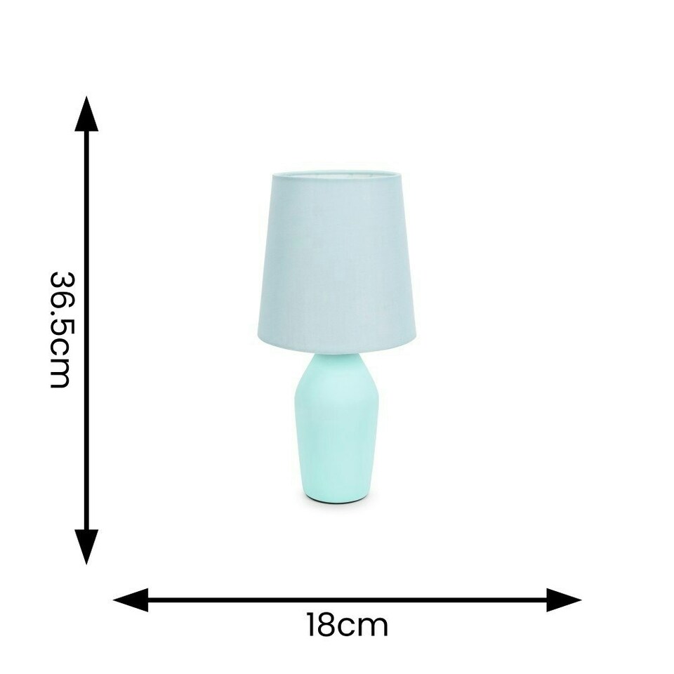 image 1 of ValueLights Arlo Pair of Duck Egg Blue Ceramic Table Lamps with Blue Shades and LED Bulbs Blue