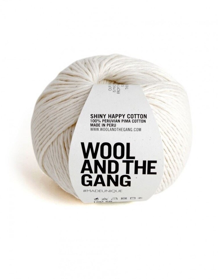 Wool and the Gang Cream Shiny Happy Cotton Aran Yarn For Crochet, Knitting - per 100 gram ball