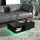 image 4 of COSTWAY Coffee Table w/LED Lights Rectangle Table Black