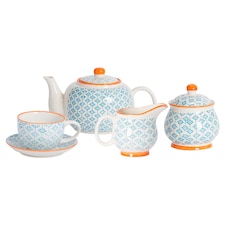 Nicola Spring Hand-Printed Dinner Plates - 25.5cm - 3 Colours - Pack of 6 | Multi | Multi