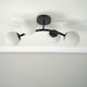 image 2 of ValueLights Jas Black 4 Way Ceiling Light with Opal White Frosted Glass Globe Shades and LED Bulbs