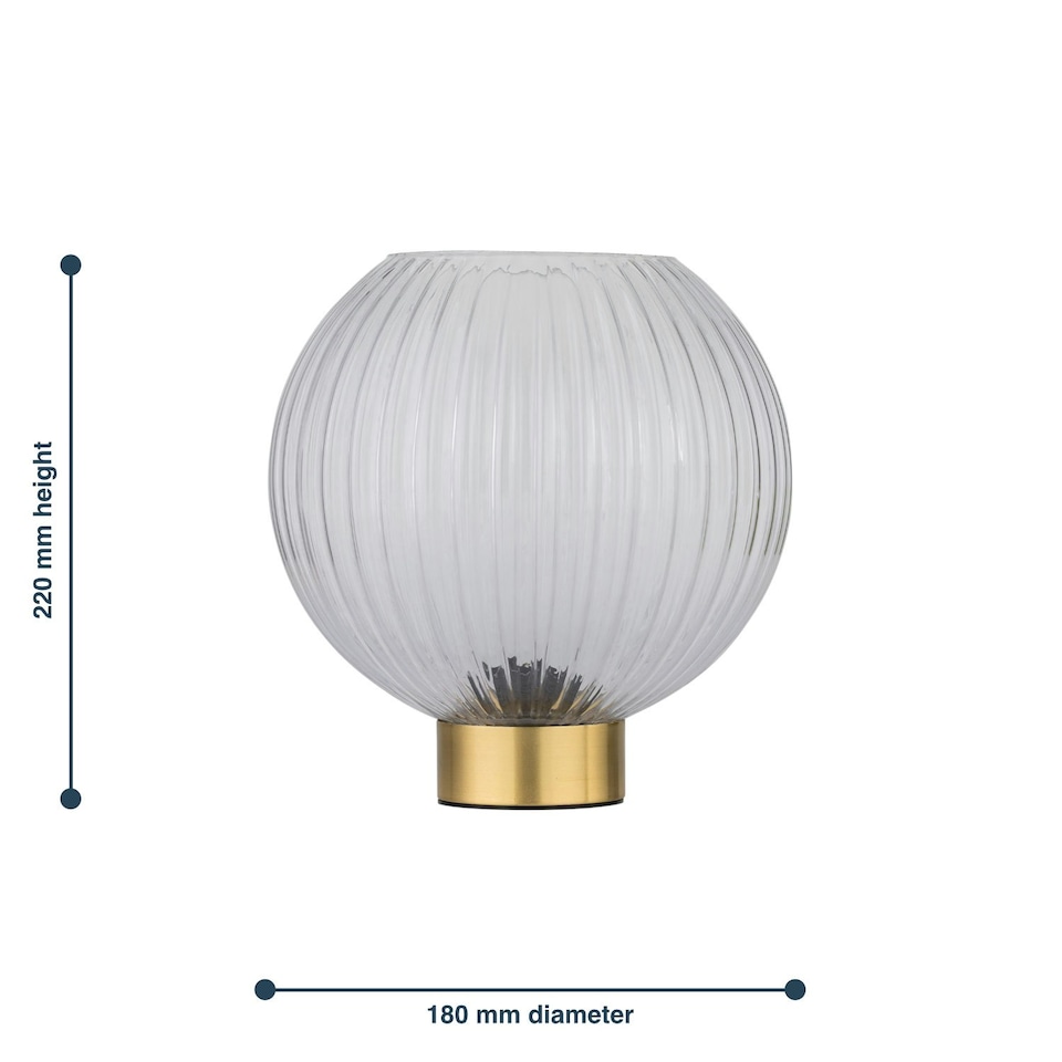 image 1 of Betchley - Battery Operated Satin Brass Lamp with Clear Glass Bronze | Clear