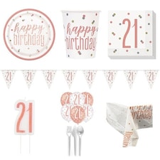 Rose Gold Glitz 21st Birthday 8 Person Deluxe Party Pack