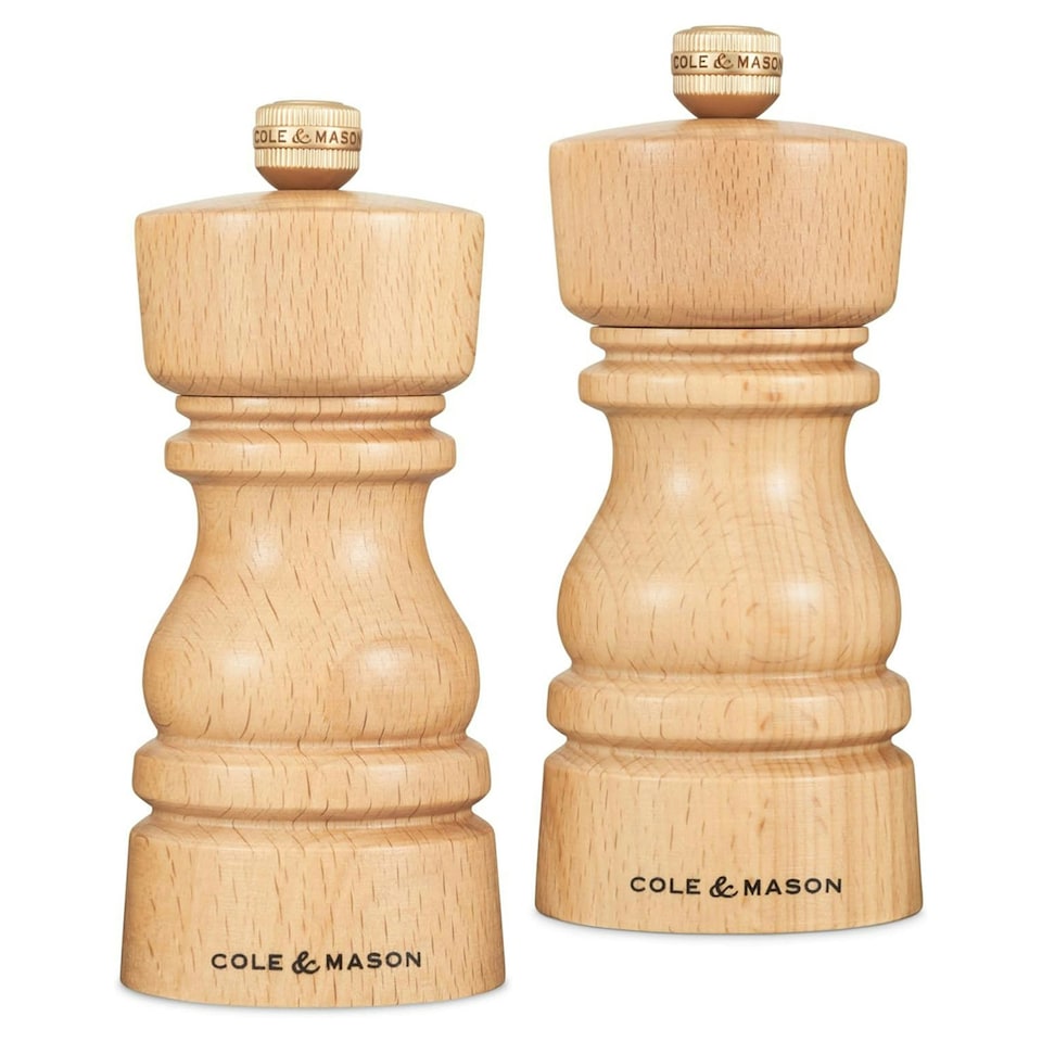 image 1 of Cole & Mason London Beech Wood Salt & Pepper Mill Set 130mm